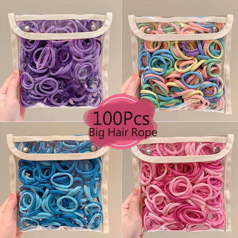 ห่วงผมขนาดใหญ่สีสันสดใส ยืดหยุ่นสูง สำหรับผมหางม้า