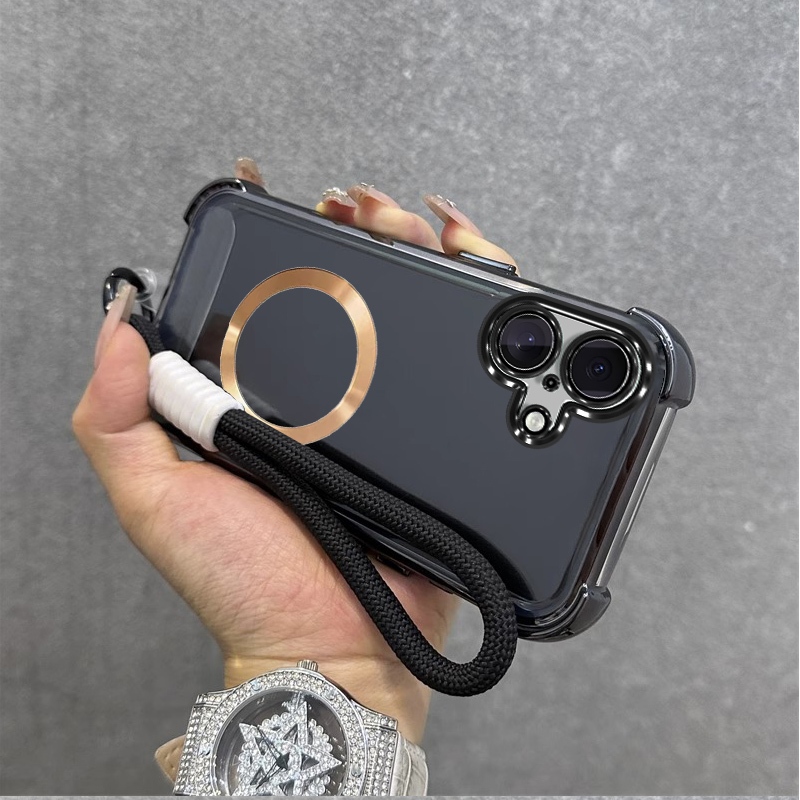 เคส เคสสําหรับ infinix smart 10 2025 เคสโทรศัพท์ 4g ปลอกซิลิโคนกันกระแทกแบบนิ่ม เปลือกโปร่งใส แหวนดูดแม่เหล็กเงาพร้อมเชือก SJSKJSQ01