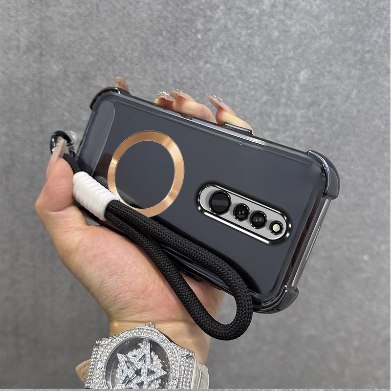 เคส เคสสําหรับredmi 8a xiaomi Redmi 8 Redmi 8a Proเคสโทรศัพท์ซิลิโคนอ่อนนุ่มฝาครอบโช้คอัพ,เปลือกโปร่งใส,แหวนดูดแม่เหล็กเงาพร้อมเชือก SJSKJSQ01