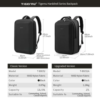 TIGERNU ไทเกอร์นู กันขโมยธุรกิจ 15.6-17 นิ้วแล็ปท็อปกระเป๋าเป้สะพายหลังกันน้ําขยายกระเป๋าโน๊ตบุ๊คกระเป๋านักเรียน 9152