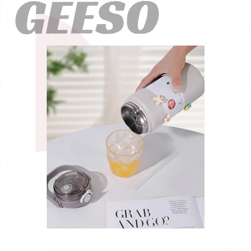 GEESO กระบอกน้ำเก็บอุณหภูมิร้อน-เย็น 1000ML 1200ML สแตนเลส 316 กระติกน้ำสแตนเลสเกรด Thermos Cup Water Bottle With Handle 便携手提水壶 thumbnail 9