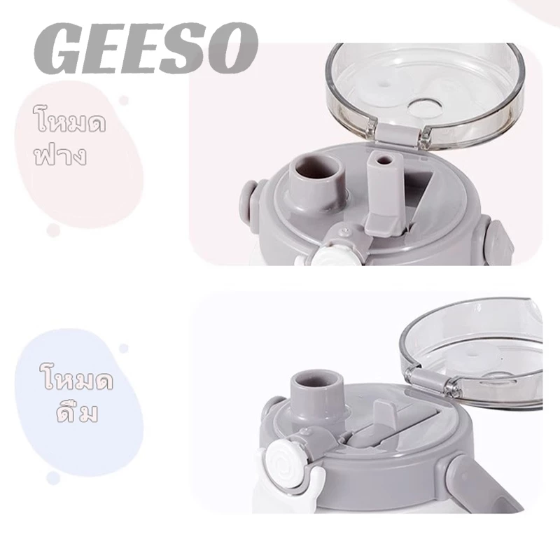 GEESO กระบอกน้ำเก็บอุณหภูมิร้อน-เย็น 1000ML 1200ML สแตนเลส 316 กระติกน้ำสแตนเลสเกรด Thermos Cup Water Bottle With Handle 便携手提水壶 thumbnail 6