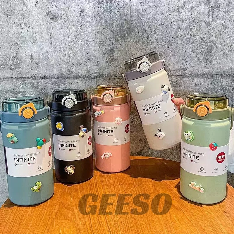 GEESO กระบอกน้ำเก็บอุณหภูมิร้อน-เย็น 1000ML 1200ML สแตนเลส 316 กระติกน้ำสแตนเลสเกรด Thermos Cup Water Bottle With Handle 便携手提水壶 thumbnail 4