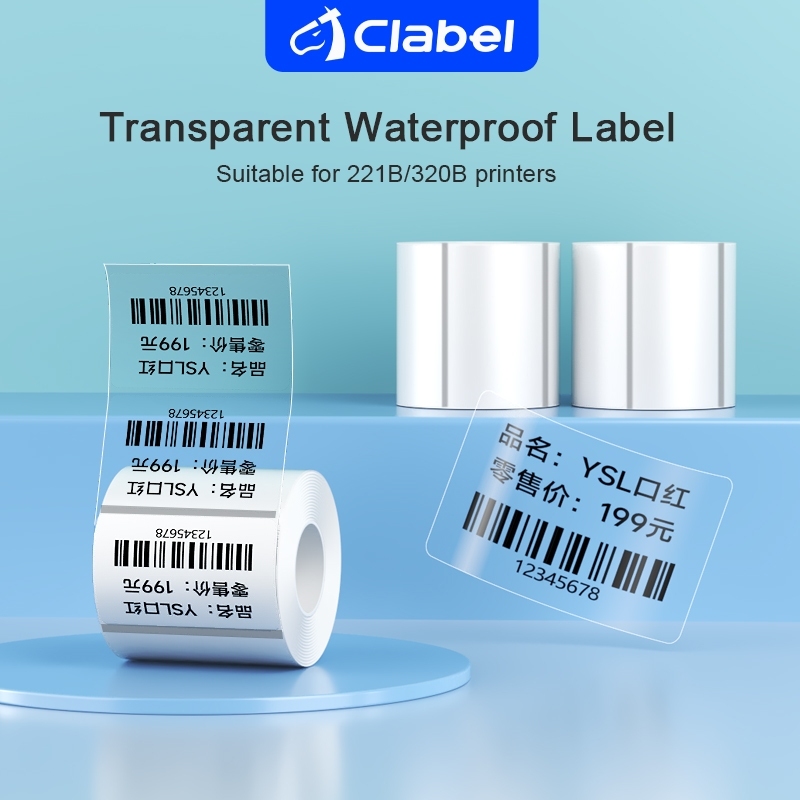 CLABEL 221B/320B ป้ายสติ๊กเกอร์ความร้อนแบบใส丨กันน้ํา กันน้ํามัน และทนต่อแรงเสียดทาน