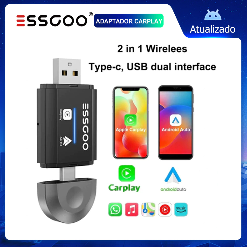 (From Mango) Essgoo อะแดปเตอร์ Carplay ตัวแปลง Carplay ไร้สาย Wireless Carplay Android Auto สำหรับ A