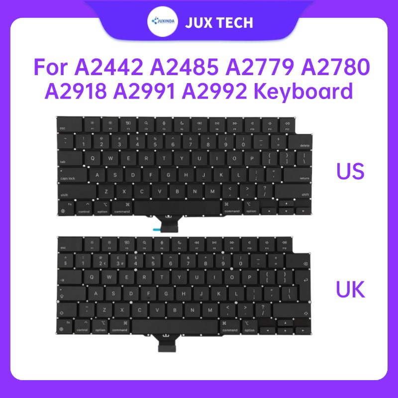 แป้นพิมพ์ใหม่สําหรับ Macbook Pro 14" 16" A2442 A2485 A2779 A2780 A2918 A2991 A2992 US UK