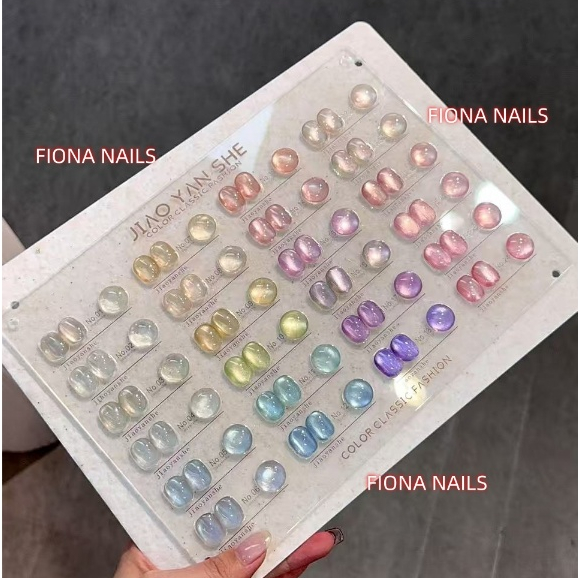 พร้อมส่ง JIAO YAN SHE 24สี สีเจลแคทอายเนื้อซาติน+สีเจลแคทอาย 24สี สีลูกแก้ว ฟรีชาร์ทสี JYS Cat eye
