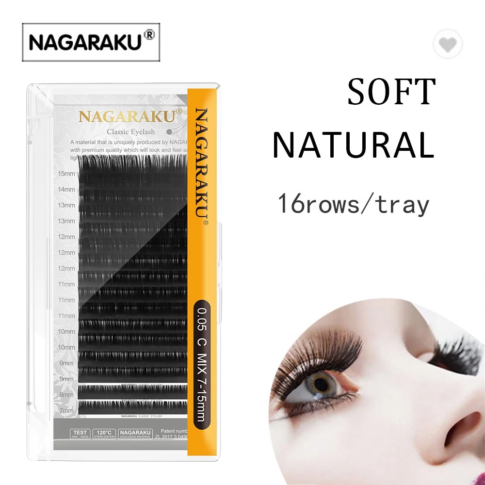 NAGARAKU ขนตาปลอม ขนาด 7~15 มม. (แบบคละขนาดใน 1 ถาด
