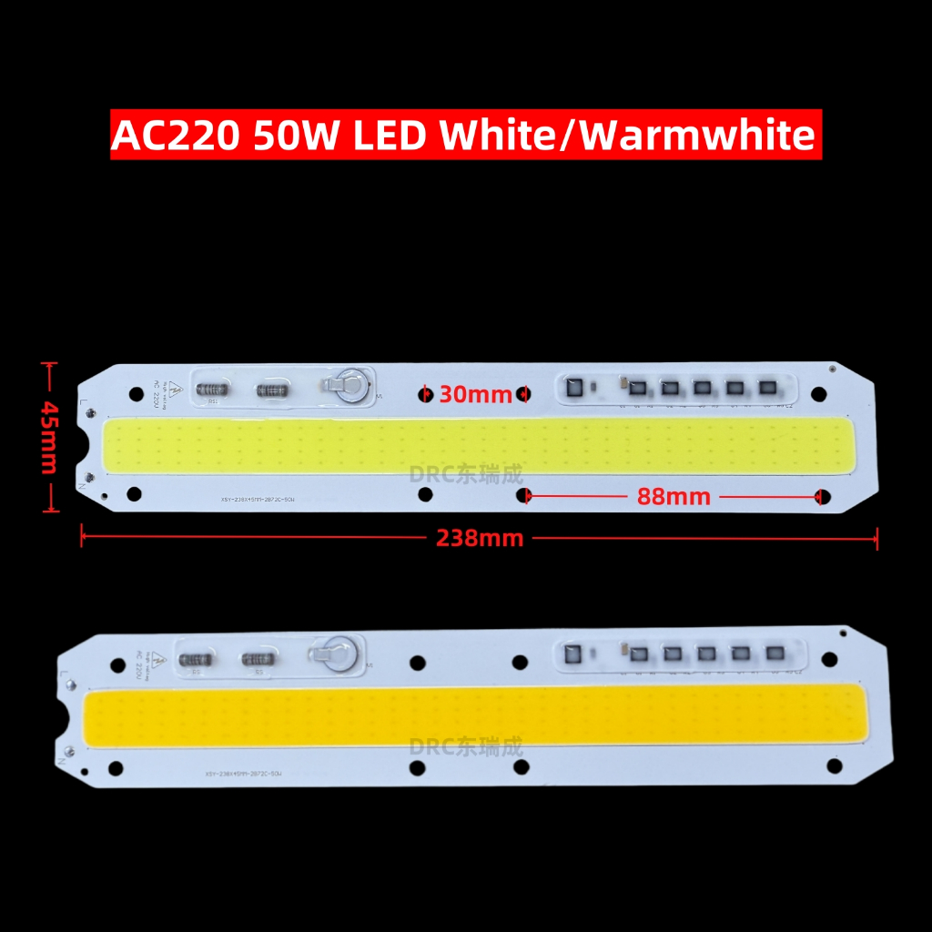220V แฮนด์ฟรี High-Brightness 50W Linear แหล่งกําเนิดแสงน้ําท่วมกลางแจ้ง – 45*238 มม. สีขาว/แถบแสงอุ่น