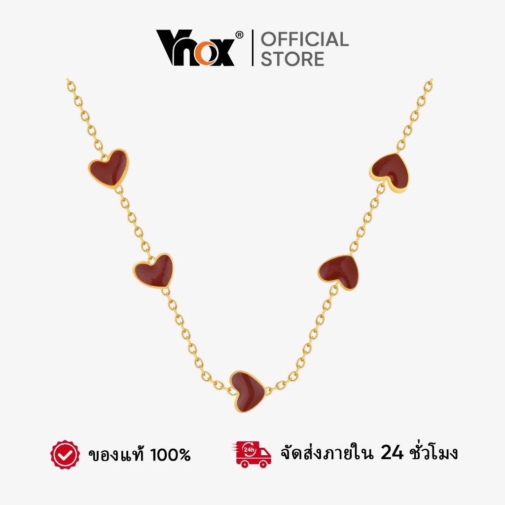 VNOX วีน็อกซ์ หัวใจสีแดงสร้อยคอน่ารักสําหรับผู้หญิง,ทองสแตนเลสไม่ ขาด ประณีตเครื่องประดับของผู้หญิงของขวัญ