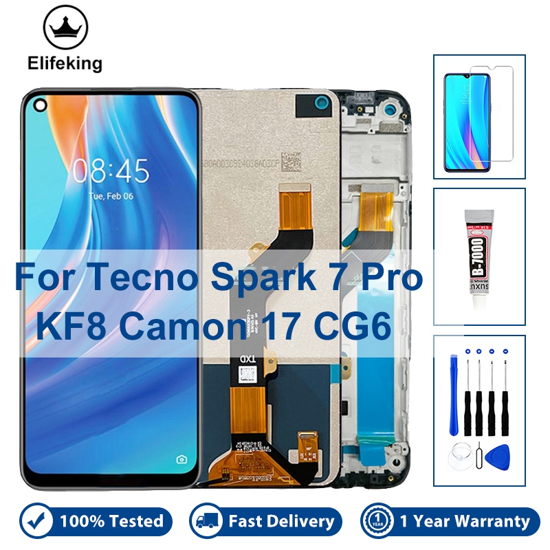 6.6 "LCD สําหรับ Tecno Spark 7 Pro KF8 Camon 17 CG6 จอแสดงผล Touch Screen Digitizer Assembly เปลี่ยน