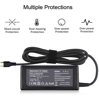 อะแดปเตอร์ชาร์จแล็ปท็อป 65W 20V 3.25A/Type C ชาร์จเร็ว, อะแดปเตอร์แปลงไฟ Lenovo, รองรับ ThinkPad USB C โน้ตบุ๊ก Lenovo 65W Type-C, รับประกันหนึ่งปี