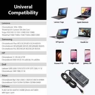 อะแดปเตอร์ชาร์จแล็ปท็อป 65W 20V 3.25A/Type C ชาร์จเร็ว, อะแดปเตอร์แปลงไฟ Lenovo, รองรับ ThinkPad USB C โน้ตบุ๊ก Lenovo 65W Type-C, รับประกันหนึ่งปี