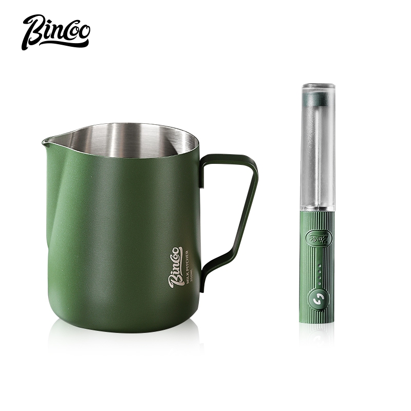 Bincoo Coffee Latte Mug เข็มจมูกดอกไม้ถ้วยนม Frother ชุดนม Vat Latte เข็มสแตนเลส 350/600ML