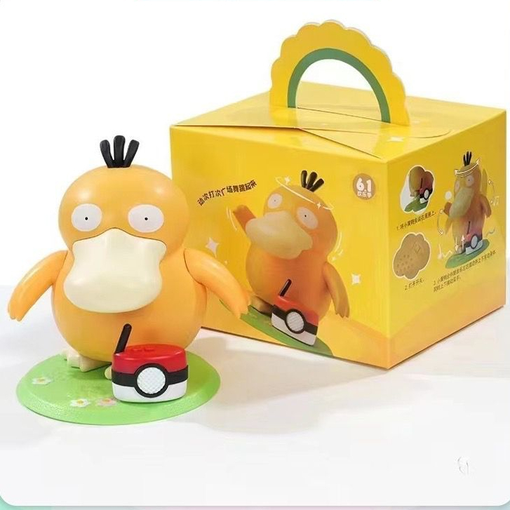 Pokemon Pikachu 15 ซม.เป็ดอะนิเมะตัวอักษรเต้นรํา KFC Psyduck เพลงกล่องเด็กตัวเลขการกระทําของเล่นตุ๊ก
