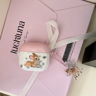 IMD การ์ตูนกวางกระต่ายพร้อมจี้หูฟังสําหรับ AirPods 1 2 3 4 Pro หูฟังไร้สายบลูทูธสําหรับ AirPods Pro2 กันกระแทกฝาครอบป้องกันปลอก