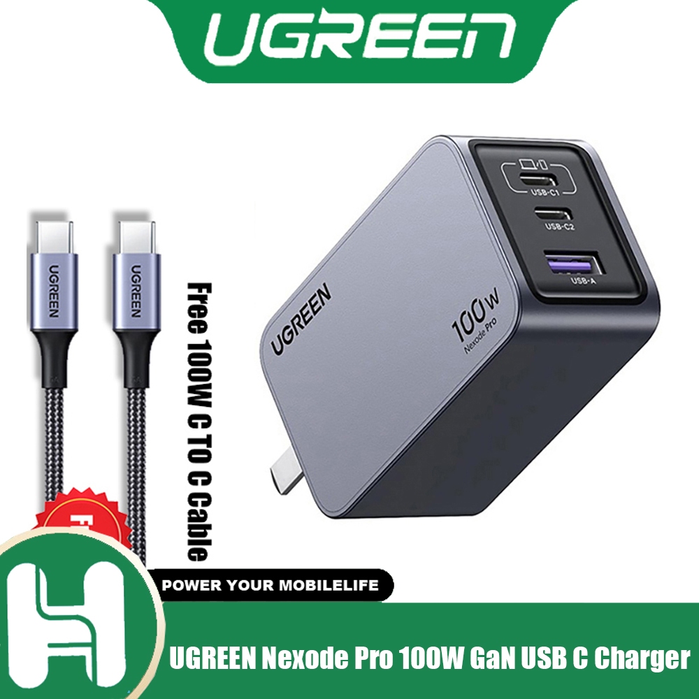 UGREEN Nexode Pro 100W GaN USB C Charger 3-Port Fast Wall Charger Travel Charger