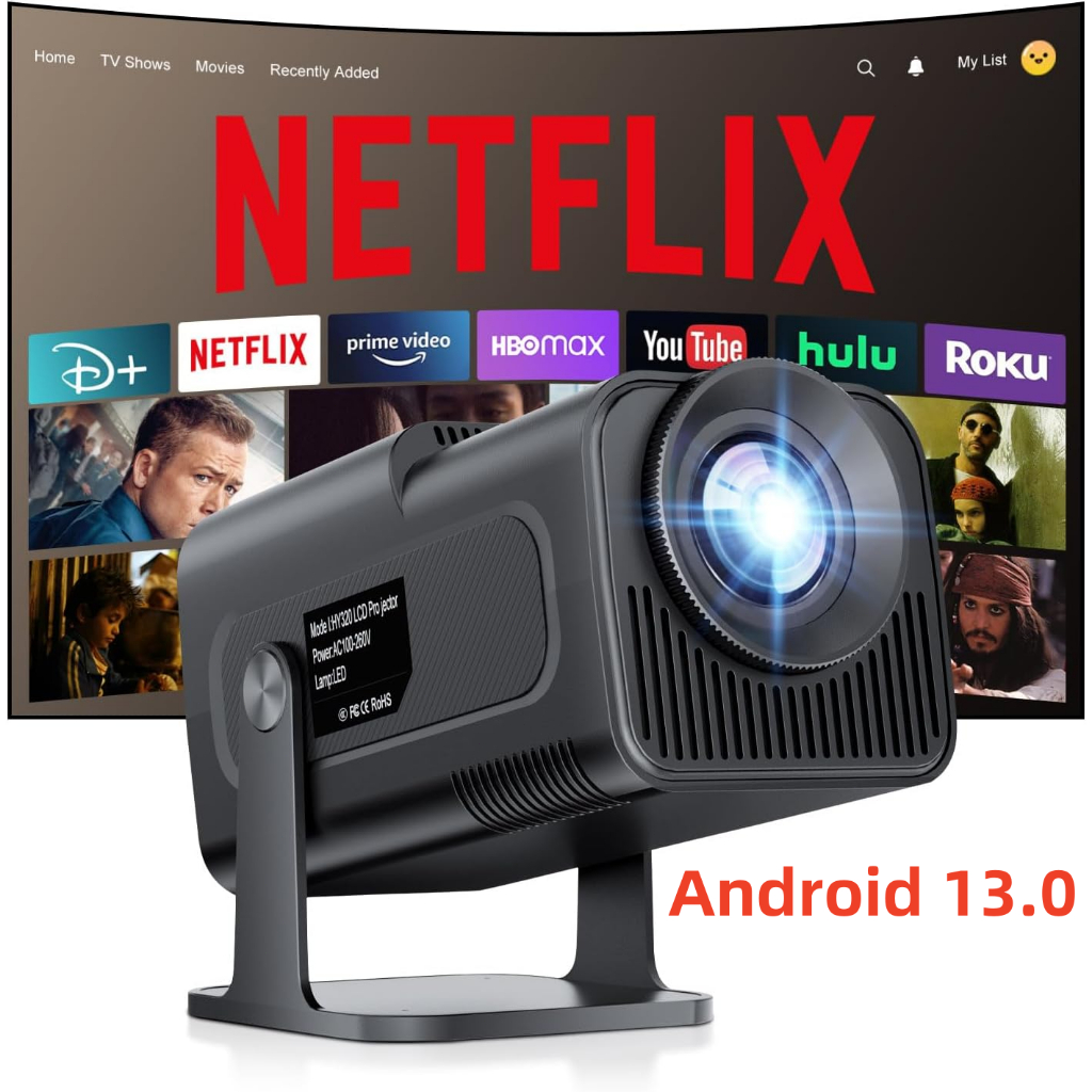 โปรเจคเตอร์ 1080P 4K มินิโปรเจคเตอร์รายการ Android 13.0 5G WIFI บลูทูธหน้าจอรองรับการเชื่อมต่อ Mirroring ไปยังอุปกรณ์มือถือ