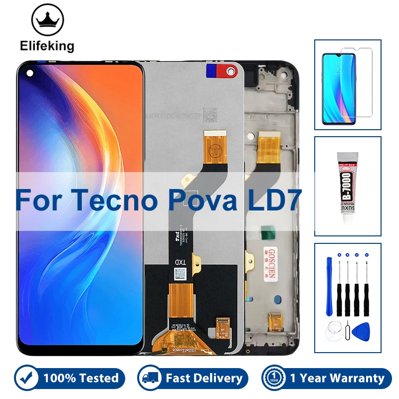 6.8 "AAA+++ LCD สําหรับ Tecno Pova LD7 จอแสดงผล LCD Touch Screen Digitizer Assembly กรอบเปลี่ยนไม่มี