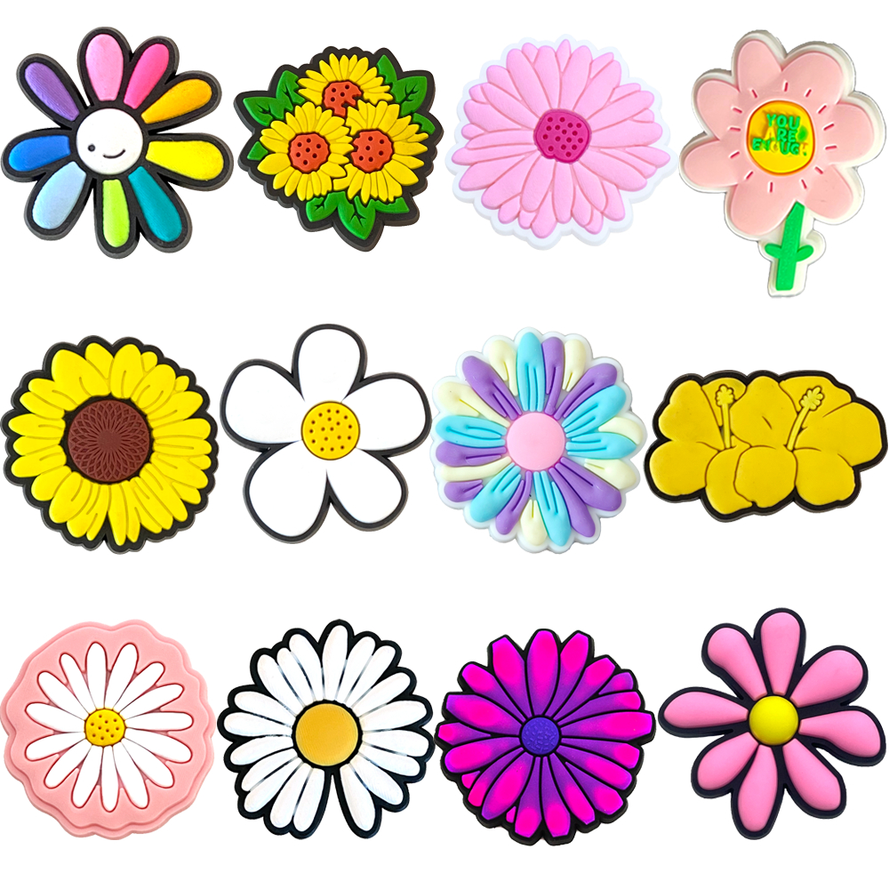 MEIDJ รองเท้าแตะ charms ลายการ์ตูนดอกไม้ พร้อมห่วงพวกลวดลาย จาก PVC