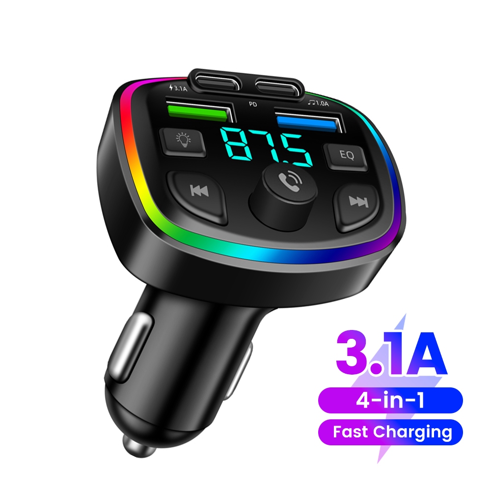 Twitch C9 Dual PD Dual USB Bluetooth FM Transmitter Wireless Car Charger MP3 Player วิทยุอะแดปเตอร์แฮนด์ฟรีในรถยนต์