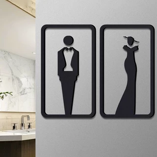 Ckfr อะคริลิค Washroom ป้ายแผ่นที่กําหนดเอง WC ประตูสติ๊กเกอร์ติดผนัง Simple ห้องน้ําป้ายสําหรับผู้ชายและผู้หญิงห้องน้ําตัวบ่งชี้ใหม่