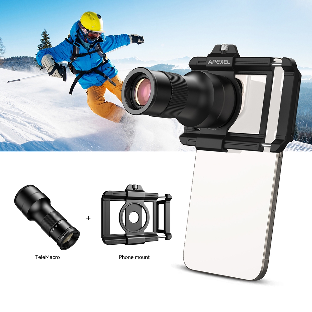 APEXEL 2IN1 Telephoto Macro เลนส์สังเกต 6X เลนส์กล้องโทรทรรศน์สําหรับ iPhone Samsung Xiaomi สมาร์ทโฟนส่วนใหญ่