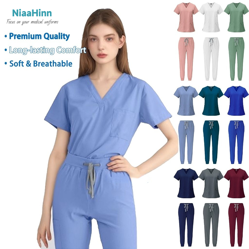 【2025 สีใหม่】NIAAHINN ชุดสครับ ชุดพยาบาล (เสื้อ+กางเกง)