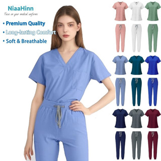 NIAAHINN ชุดสครับ ชุดพยาบาล (เสื้อ+กางเกง)
