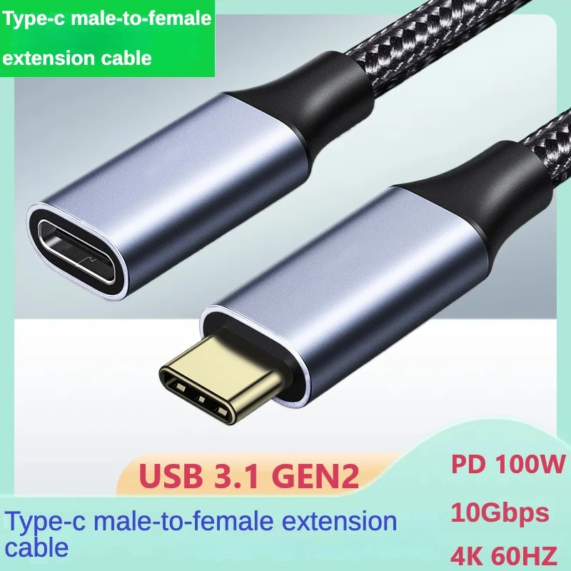 USB C 3.1 PD100W 10Gbps 4K 60HZ ไนลอนถักสายชาร์จข้อมูลประเภท C ถึง Type C สายสําหรับ MacBook แล็ปท็อปโทรศัพท์มือถือแท็บเล็ต