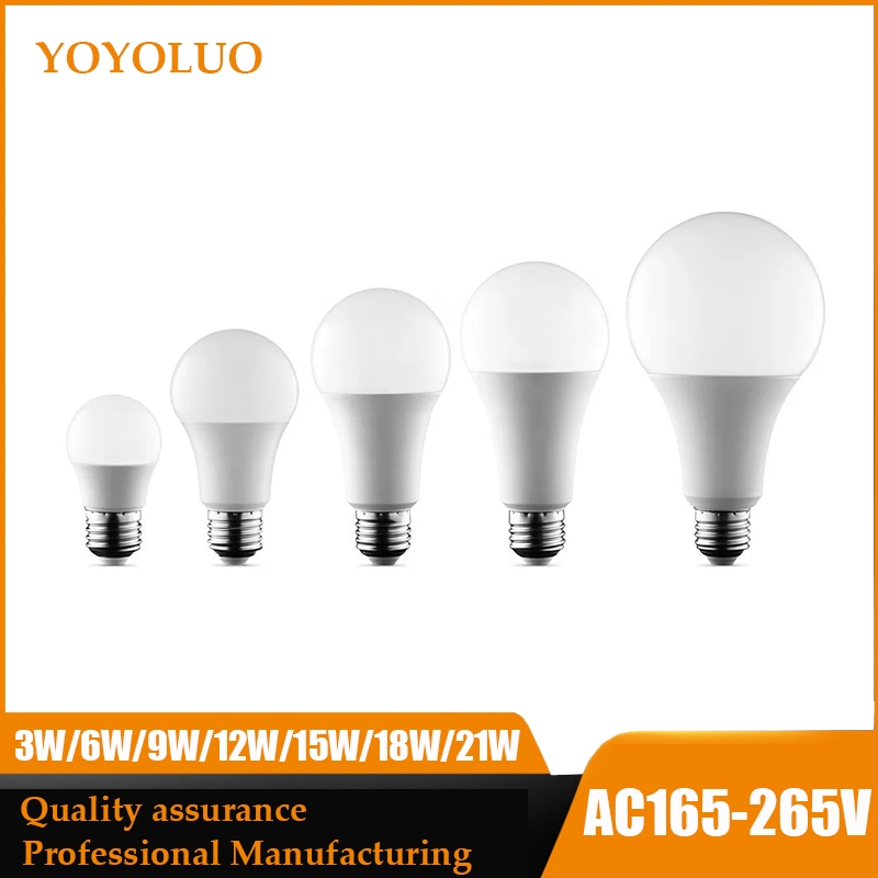 หลอดไฟ LED AC220V E27 E27 6W 9W 12W 15W 18W 110V สีขาวอบอุ่น