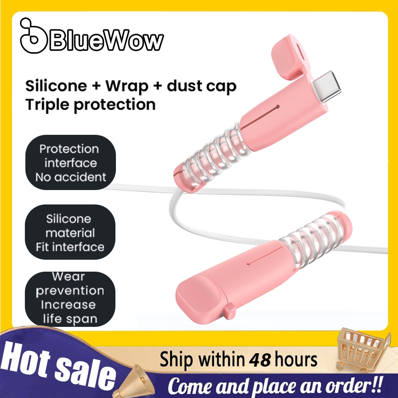 Bluewow 18W/20W เคสป้องกันเครื่องชาร์จ, ปลอกป้องกันสายเคเบิล Type C เป็น Lightning / ตัวป้องกันสายชาร์จซิลิโคน / ที่เก็บสายเคเบิล