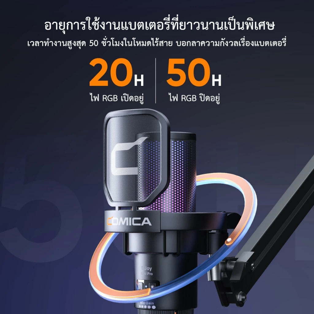 COMICA EJoy Uni Pro ไมโครโฟนไร้สาย USB การ์ดเสียงในตัว RGB คอนเดนเซอร์ ตัดเสียงรบกวน เกมมิ่ง สตรีม พอดแคสต์ บันทึกเสียง คอมพิวเตอร์ สมาร์ทโฟน thumbnail 6
