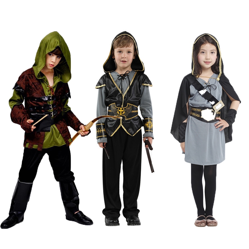 เด็ก Brave Hunter Archer Robin Hood เครื่องแต่งกายสําหรับ Boys Huntsman Peter Pan เครื่องแต่งกายสีเข