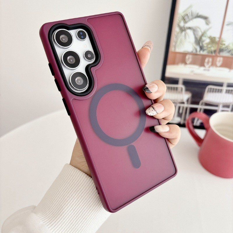 [แม่เหล็ก+แมตต์] เคส ForSamsung S24Ultra S24FE Phone case S25 S24 S23 S22 Ultra Plus FE shockproof อะคริลิคหรูหรารองรับกรณีชาร์จแบบไร้สาย