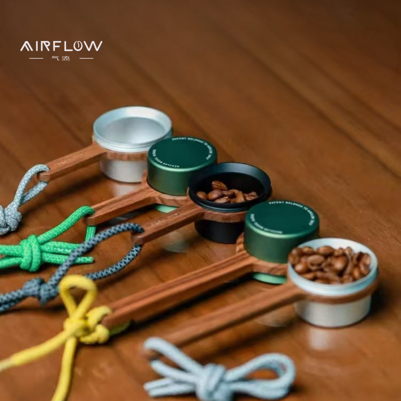 AIRFLOW ช้อนกาแฟวอลนัทสีดำ, ด้ามสั้น / ด้ามยาว ช้อนกาแฟถั่วผง ช้อนปริมาณมืออาชีพดั้งเดิม 12g