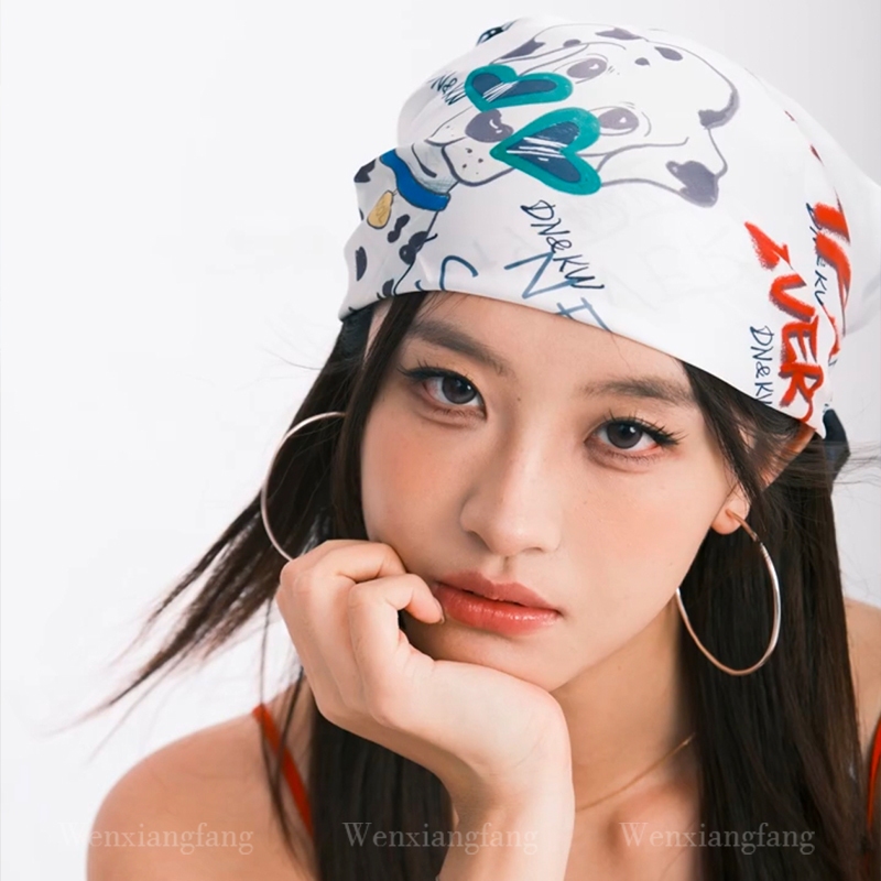 Headscarf Fairy Fujii Tree สไตล์ Letter Puppy สำหรับผู้หญิง อินเทรนด์ Y2K และสไตล์อเมริกัน