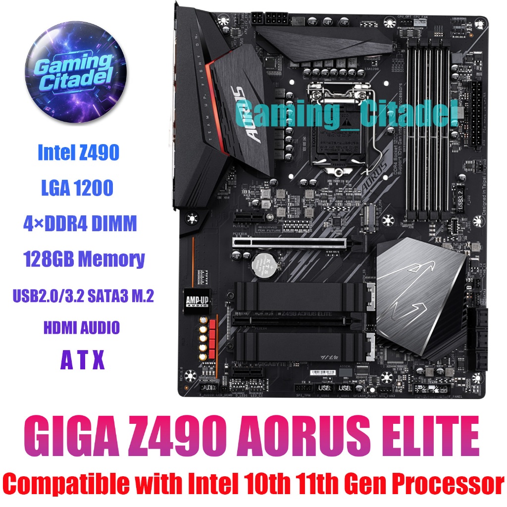 ใช้ GIGABYTE Z490 AORUS ELITE DDR4 ATX Z490 LGA 1200 เข้ากันได้กับโปรเซสเซอร์ Intel 10th 11th Gen ทด