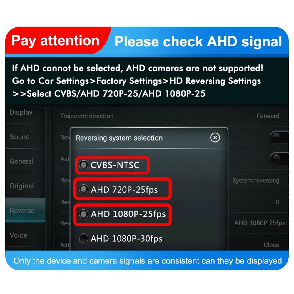 กล้องมองหลังรถยนต์ AHD CVBS 1080P Full HD กล้องสํารอง 170° มุมกว้าง Night Vision เลนส์ Fisheye กล้องถอยหลังรถยนต์ thumbnail 3