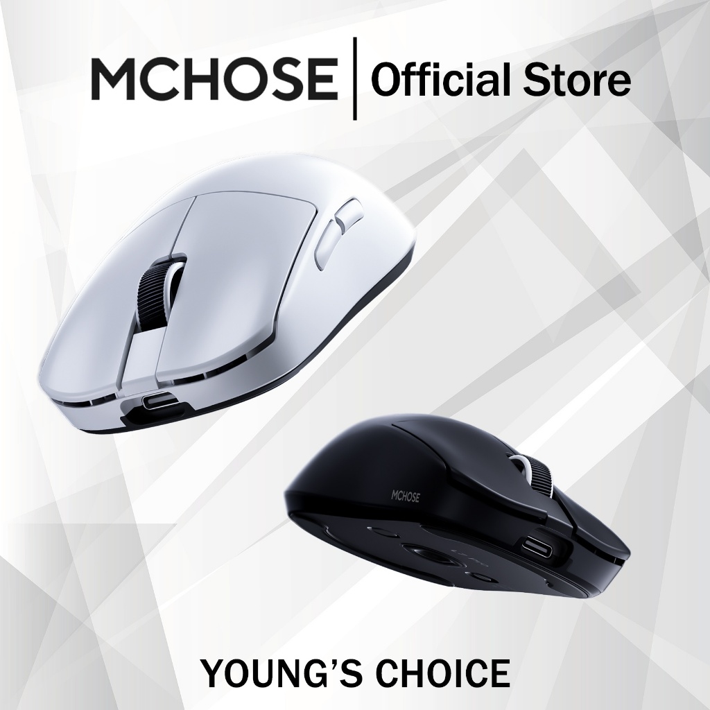 MCHOSE L7 เมาส์ไร้สาย เมาส์สําหรับเล่นเกมไร้สายน้ําหนักเบาเป็นพิเศษ PAW3395/3950 เมาส์สําหรับเล่นเกม Tri-Mode แบบมีสาย 2.4g ไร้สายบลูทูธ