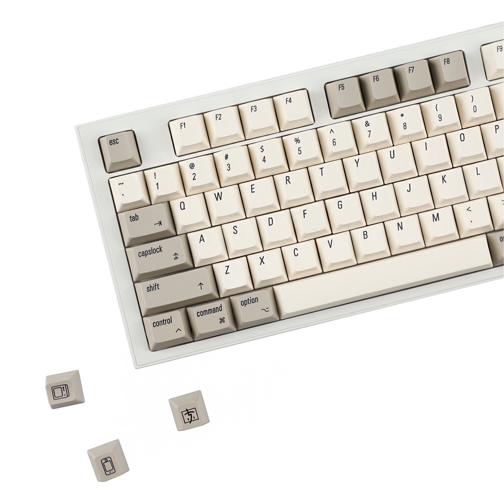 YMDK 135 คีย์ภาษาอังกฤษเกาหลี MAC Retro Keycaps โปรไฟล์เชอร์รี่ PBT Dye sublimation สําหรับ 75/87/98