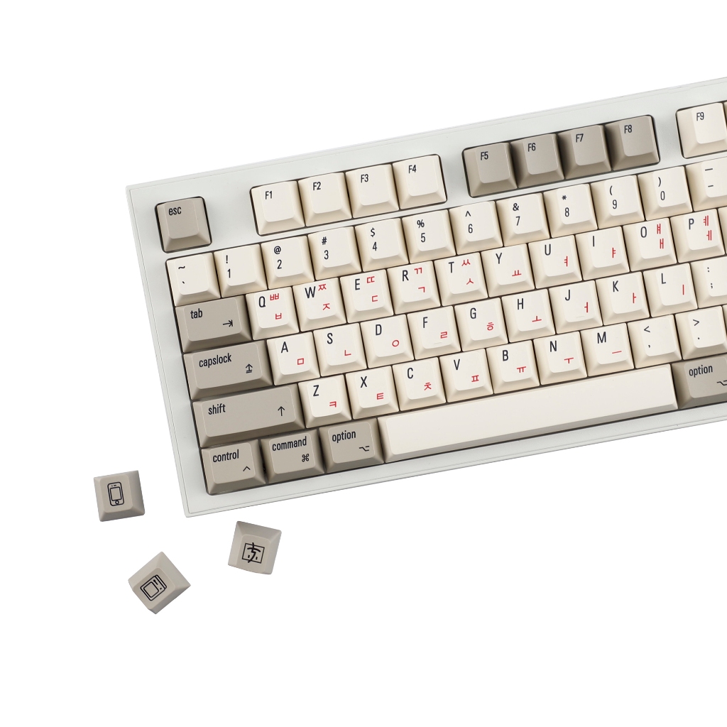 YMDK 135 คีย์ภาษาอังกฤษเกาหลี MAC Retro Keycaps โปรไฟล์เชอร์รี่ PBT Dye sublimation สําหรับ 75/87/98