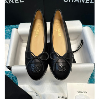 รองเท้าบัลเล่ต์นิ้วเท้ากลมโบว์คลาสสิก สำหรับสตรี ผลิตจากวัสด…