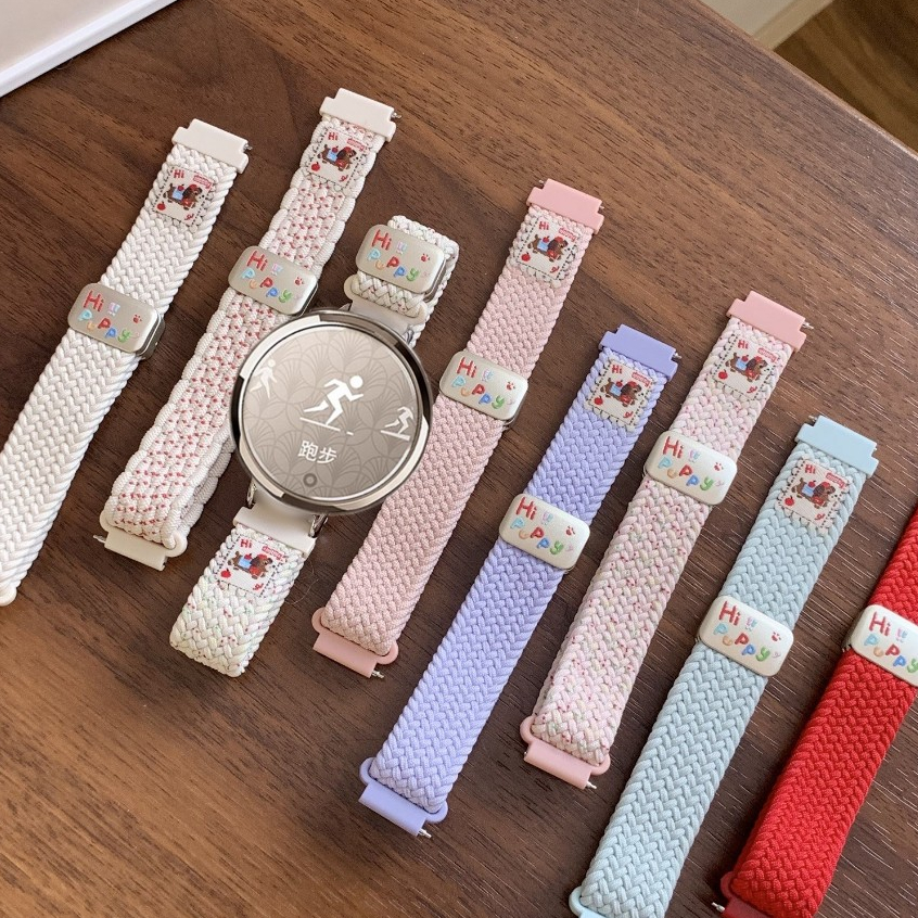 Cute Puppy For Garmin Lily 2 สาย High quality Braided สาย Garmin Lily 2 active Strap Watchband Magnetic Buckle Garmin Lily2 สาย 14mm Nylon สาย Garmin Lily2 active Strap Nylon Garmin Lily 2 active สาย