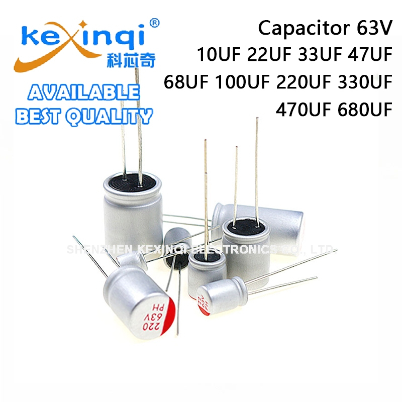 (1-10 ชิ้น) 63V DIP Solid Electrolytic Capacitor 10UF 22UF 33UF 47UF 68UF 100UF 220UF 330UF 470UF 680UF