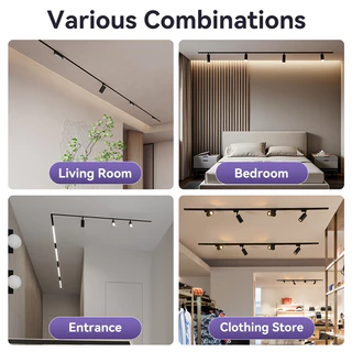 ชุด 3/4/6 ชิ้น ชุดสปอตไลท์ราง LED 12/20/30/40/50W 3สี สปอร์ตไลท์ Track Light COB ไฟราง รางไฟ led เพดาน ร้านค้า โชว์รูม โคมไฟบ้าน ห้องนั่งเล่น โคมไฟเพดานห้องนอน 220V