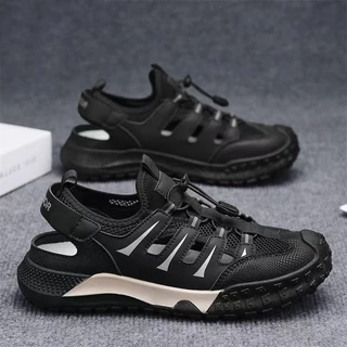 รองเท้าแตะผู้ชายลําลองกลางแจ้ง Openwork Water Shoes Breathable Mesh Fabric Mens Shoes#H102