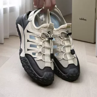 รองเท้าแตะผู้ชายลําลองกลางแจ้ง Openwork Water Shoes Breathable Mesh Fabric Mens Shoes#H102