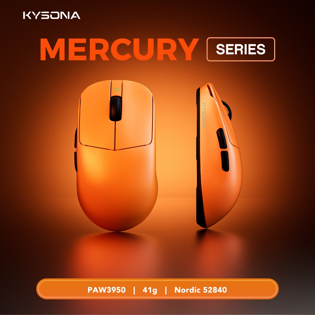 KYSONA Mercury Ultra PAW3950 41g น้ําหนักเบาพิเศษไร้สาย Dual-8K เมาส์สําหรับเล่นเกมสูงสุด 30000 DPI 