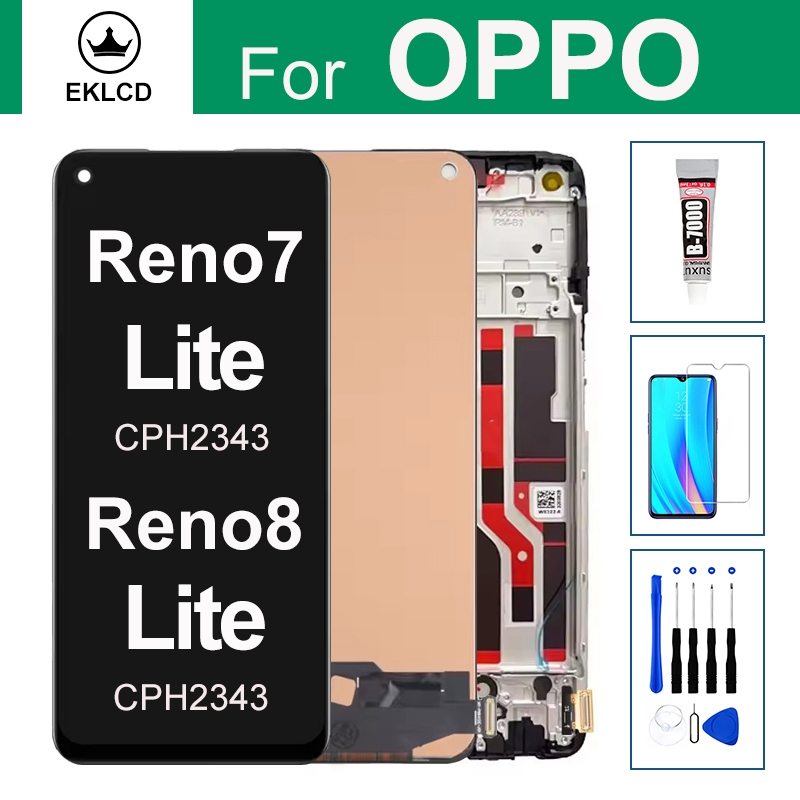 LCD สําหรับ OPPO Reno7 Reno8 Reno 7 8 Lite 5G CPH2343 จอแสดงผล Touch Screen Digitizer Assembly กรอบ